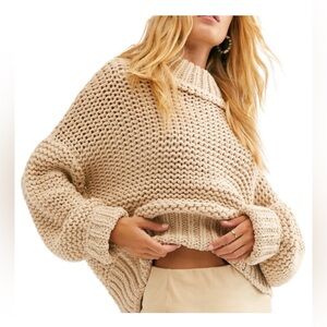 Free People Tan Chunky Knit Sweater